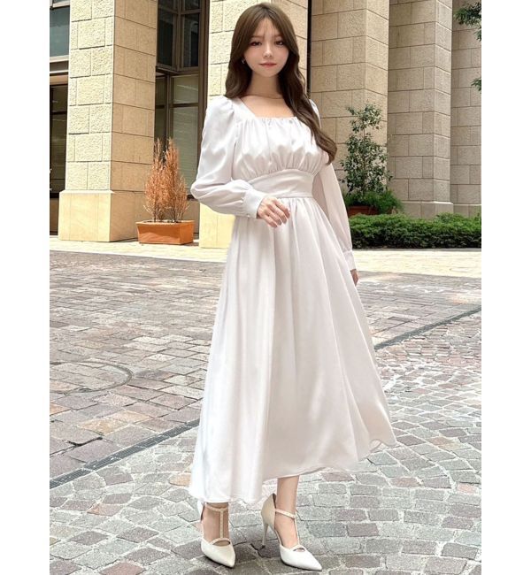 RESEXXY「フロントギャザーフレアロングワンピース」|ワンピース|