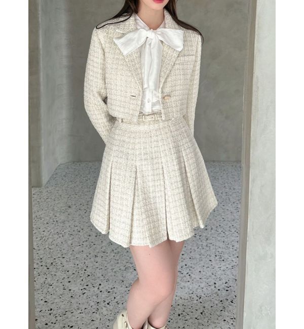 RESEXXY「ツイードクロップドジャケット【セットアップ着用可能】」|テーラードジャケット|アイボリー