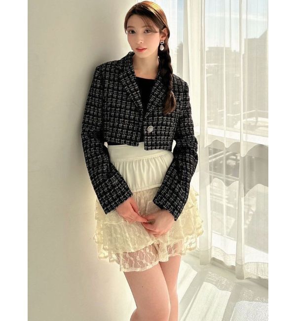 RESEXXY「ツイードクロップドジャケット【セットアップ着用可能】」|テーラードジャケット|