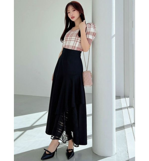 RESEXXY「シアーチェックアシンメトリースカート」|スカート|