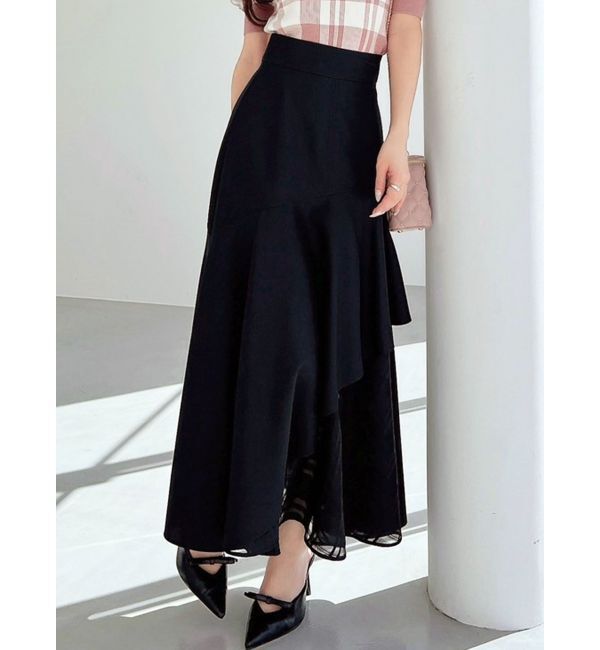 RESEXXY「シアーチェックアシンメトリースカート」|スカート|ブラック