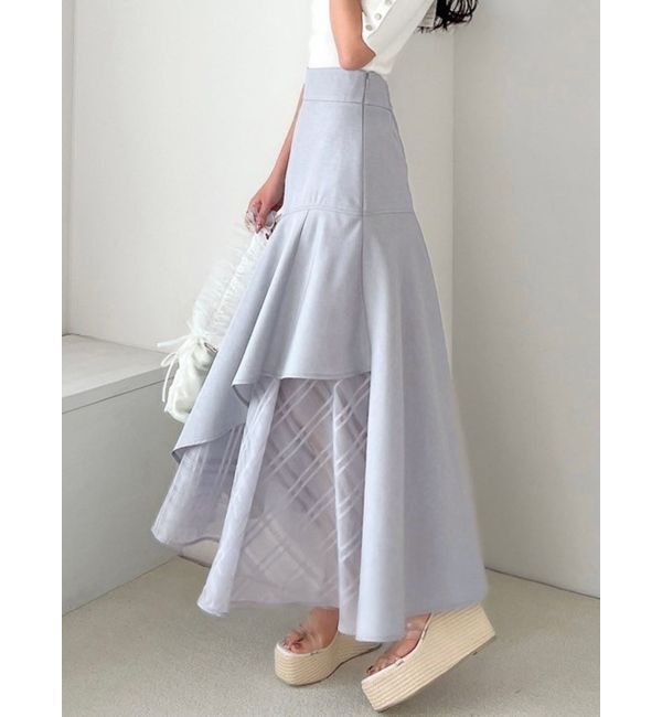 RESEXXY「シアーチェックアシンメトリースカート」|スカート|ブルー