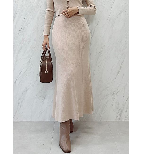 dazzlin「シャイニーマーメイドニットスカート」|スカート|ベージュ