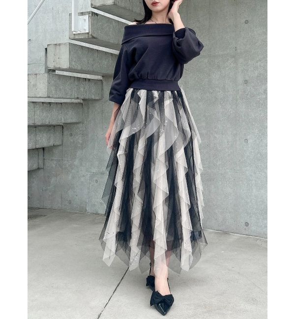 dazzlin「ナナイロフリルスカート」|スカート|