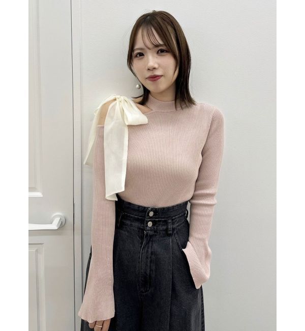 dazzlin「ワンショルリボンニットトップス」|ニット・セーター|