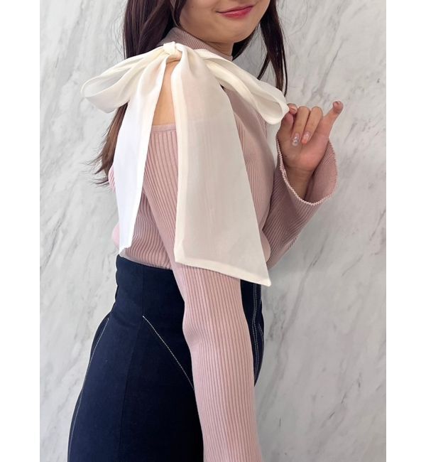 dazzlin「ワンショルリボンニットトップス」|ニット・セーター|