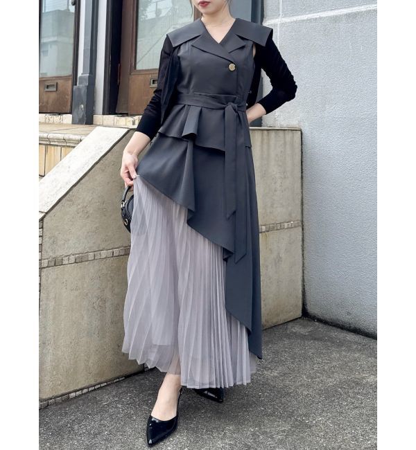 dazzlin「【再生産】アシメプリーツトレンチワンピース」|ワンピース|