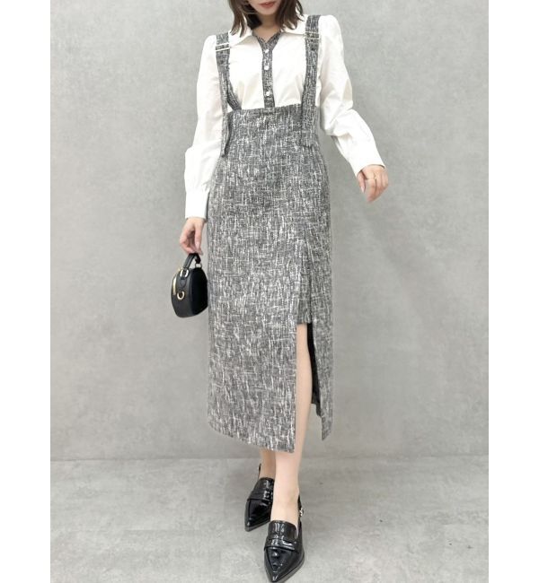 dazzlin「ハイウエストジャンスカドッキングワンピース」|ワンピース|グレー