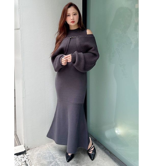 MERCURYDUO「チェーンボレロセットニットマーメイドワンピース」|ワンピース|