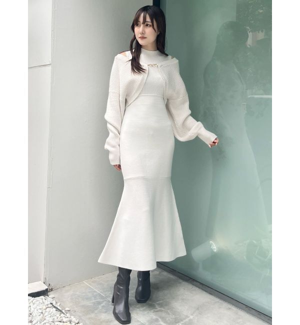 MERCURYDUO「チェーンボレロセットニットマーメイドワンピース」|ワンピース|