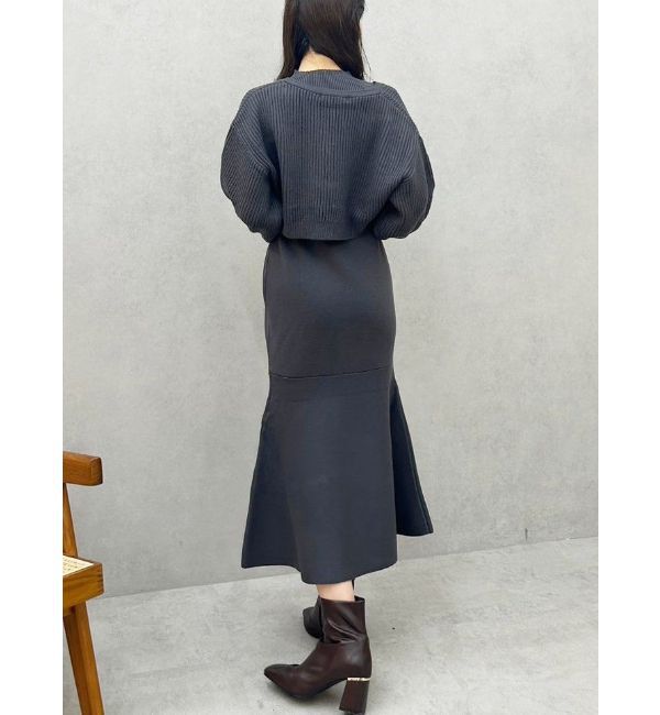 MERCURYDUO「チェーンボレロセットニットマーメイドワンピース」|ワンピース|