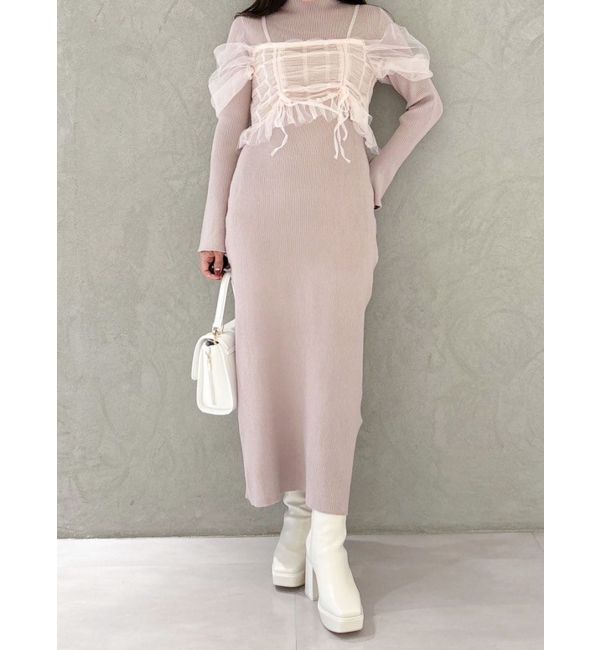 MERCURYDUO「シャーリングビスチェニットワンピース」|ワンピース|