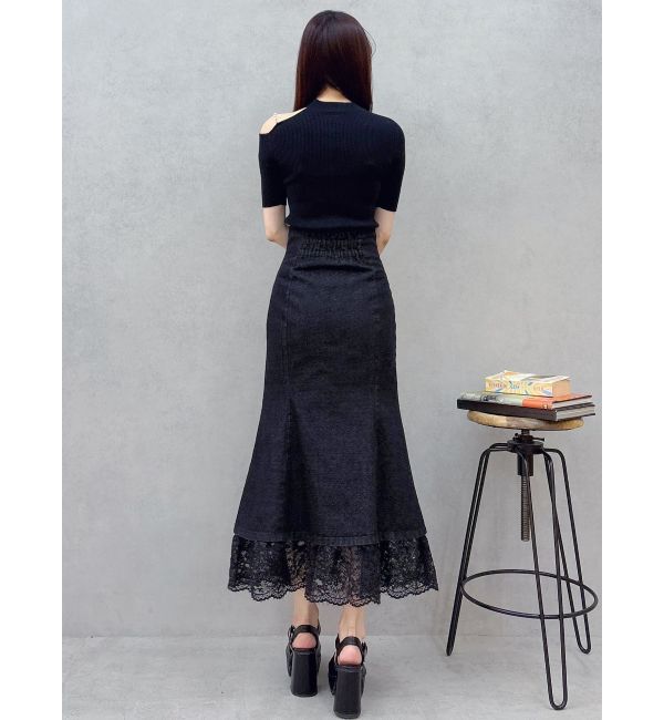 MERCURYDUO「レース切替デニムスカート」|スカート|