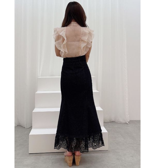 MERCURYDUO「レース切替デニムスカート」|スカート|