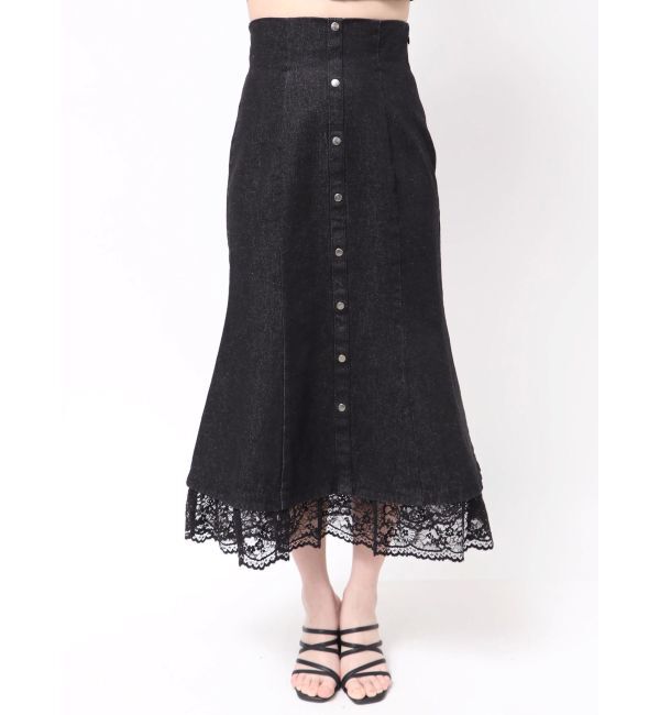 MERCURYDUO「レース切替デニムスカート」|スカート|