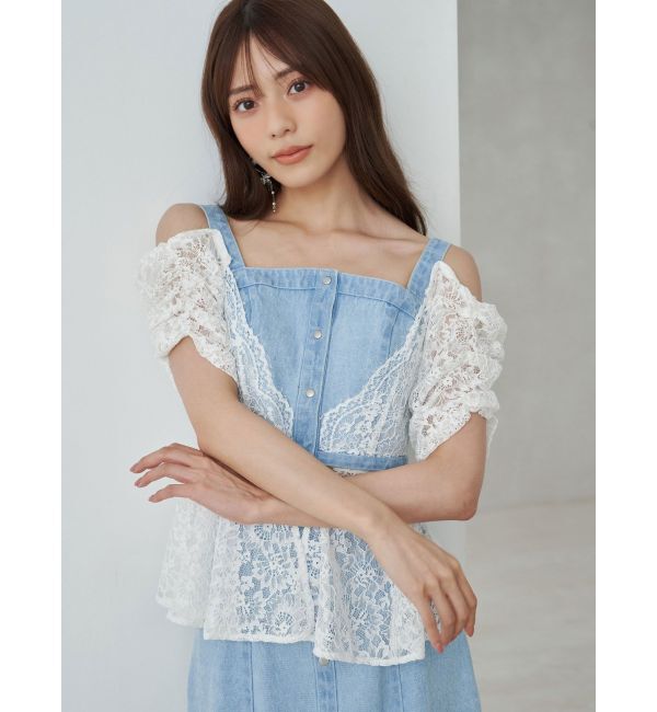 MERCURYDUO「レース切替デニムスカート」|スカート|