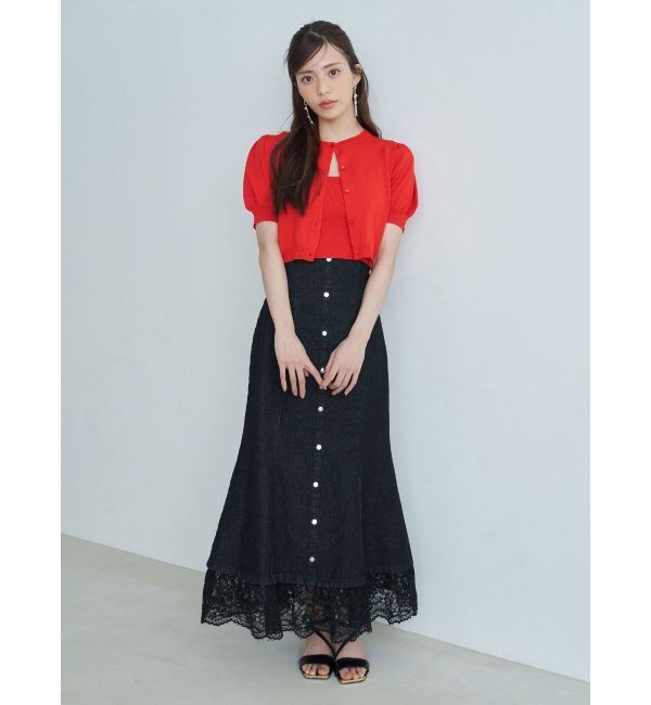 MERCURYDUO「レース切替デニムスカート」|スカート|