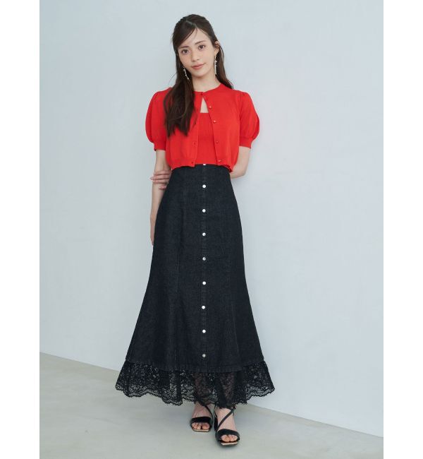 MERCURYDUO「レース切替デニムスカート」|スカート|
