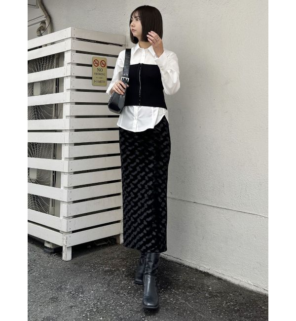 MURUA「ペイントベロアナロースカート」|スカート|