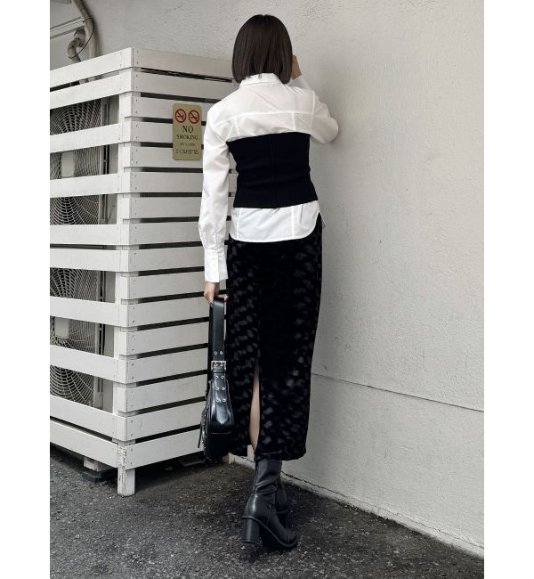 MURUA「ペイントベロアナロースカート」|スカート|