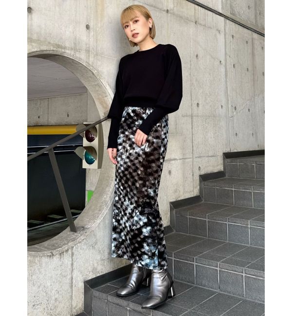 MURUA「ペイントベロアナロースカート」|スカート|