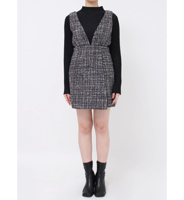 MURUA「ハイウエストツイードジャンパースカート」|ワンピース|