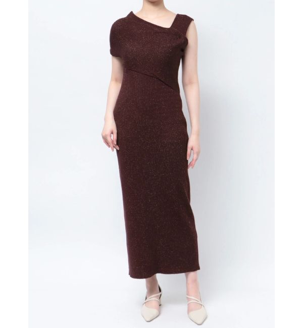 LAGUNAMOON「アシンメトリーラメブレンドニットワンピース」|ワンピース|