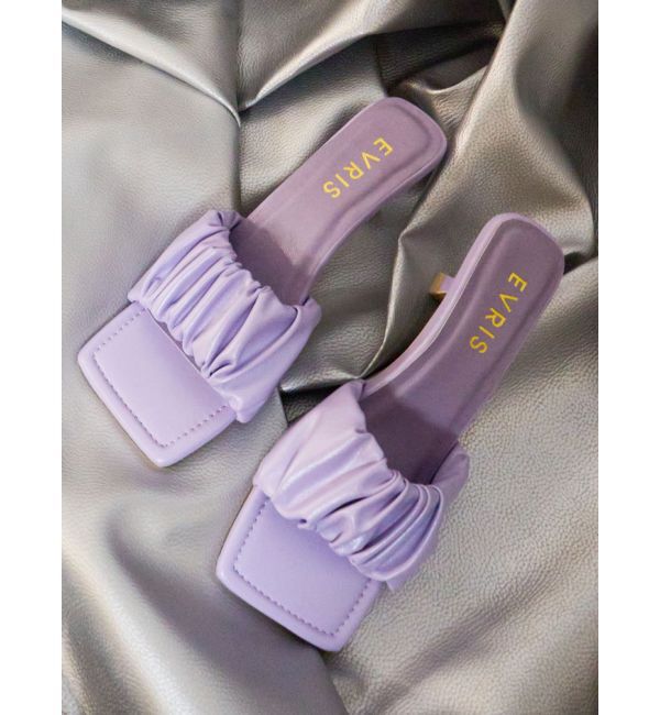 EVRIS「ギャザーサンダル」|サンダル|パープル