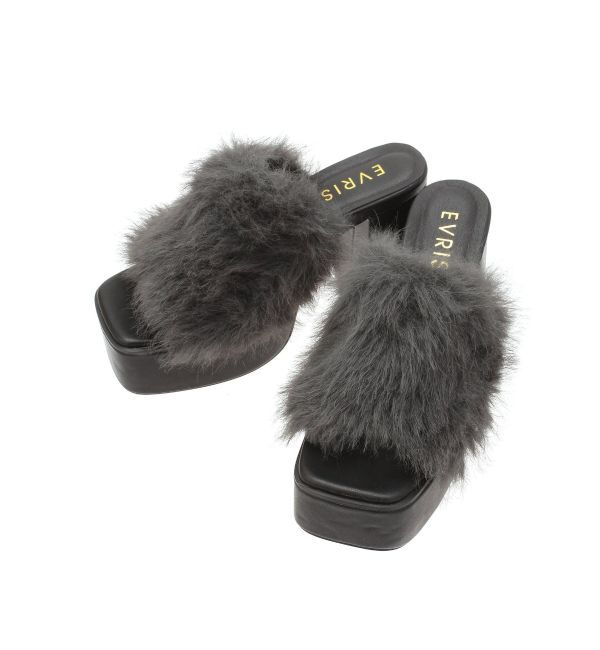 EVRIS「フェイクファーサボ」|サンダル|