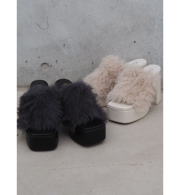 EVRIS「フェイクファーサボ」|サンダル|