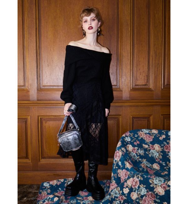 EVRIS「ツイストオフショルダーニットトップス」|ニット・セーター|