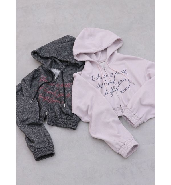 jouetie「ラメクロップドZIPフーディー」|パーカー|