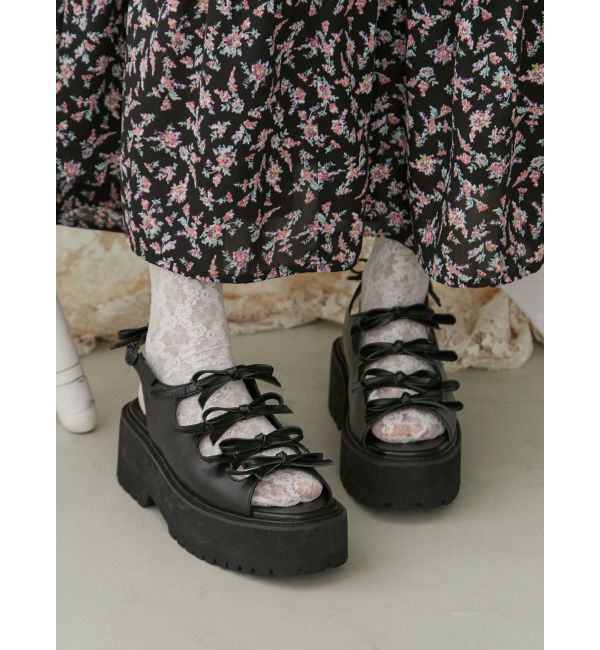 merry jenny「リボンベルトサンダル」|サンダル|ブラック