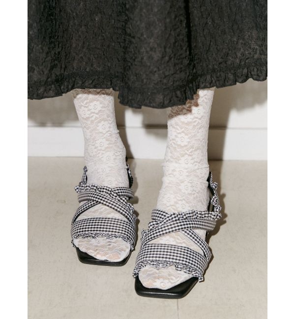 merry jenny「ギンガムcheckフリルサンダル」|サンダル|