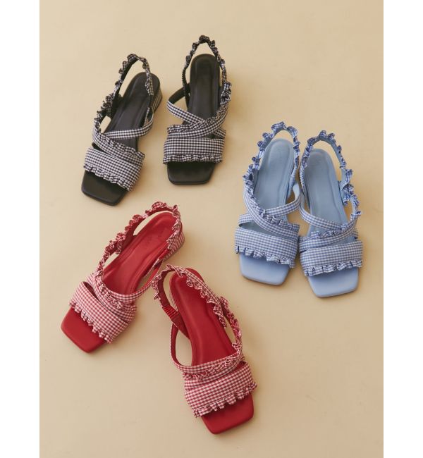 merry jenny「ギンガムcheckフリルサンダル」|サンダル|