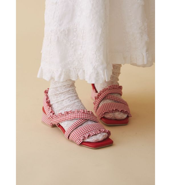 merry jenny「ギンガムcheckフリルサンダル」|サンダル|