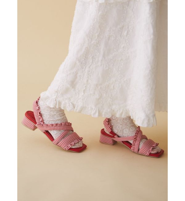 merry jenny「ギンガムcheckフリルサンダル」|サンダル|