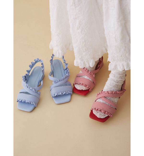 merry jenny「ギンガムcheckフリルサンダル」|サンダル|