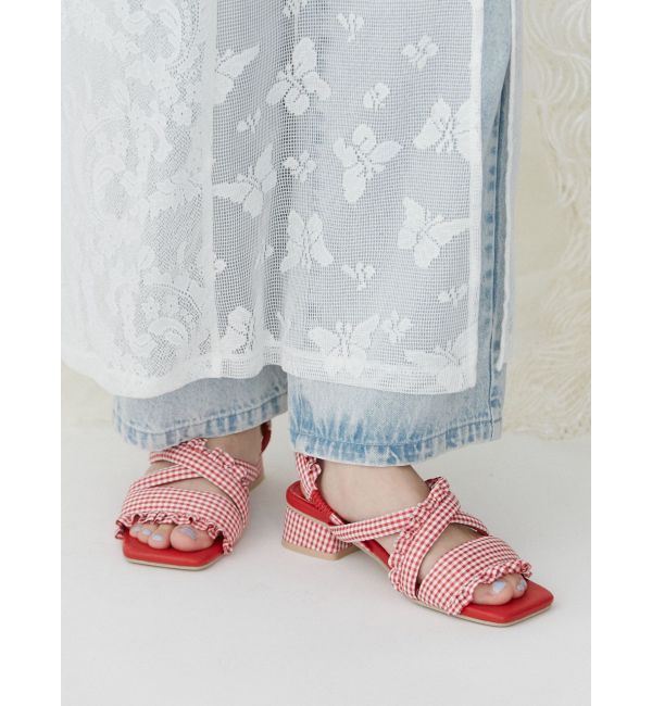 merry jenny「ギンガムcheckフリルサンダル」|サンダル|
