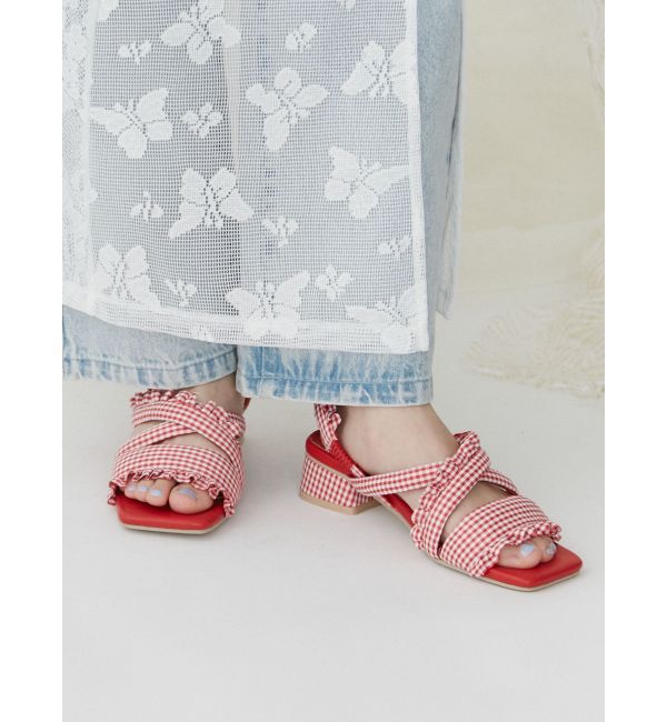 merry jenny「ギンガムcheckフリルサンダル」|サンダル|