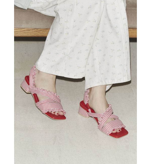 merry jenny「ギンガムcheckフリルサンダル」|サンダル|レッド