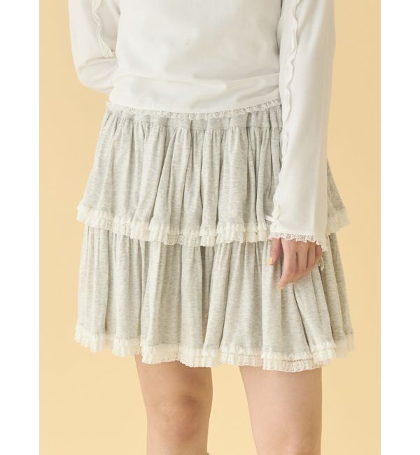 merry jenny「カットティアードミニスカート」|スカート|グレー