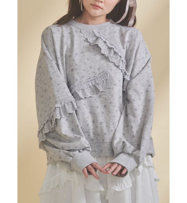 merry jenny「flowerレーススウェット」|スウェット・ジャージ|グレー