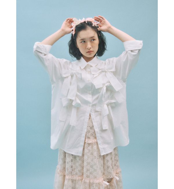 merry jenny「bon bon ribbon shirt」|シャツ・ブラウス|オフホワイト