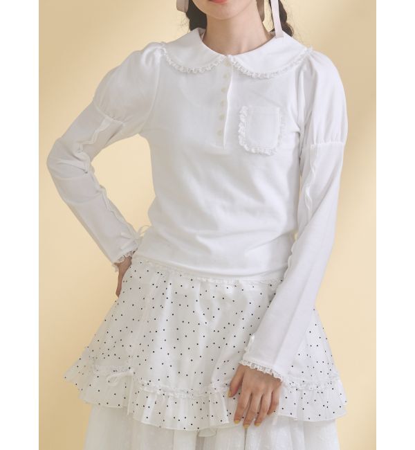 merry jenny「frilly polo tops」|ポロシャツ|オフホワイト