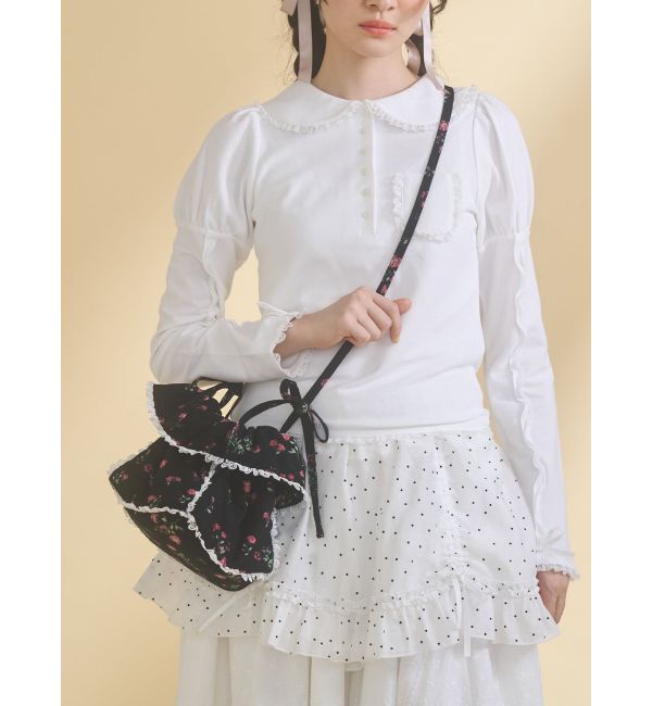 merry jenny「floral square pochette」|ショルダー・メッセンジャー|ブラック