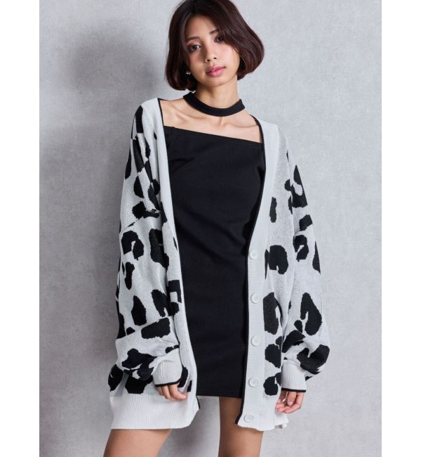 GYDA「ラメGレオパードハイゲージニットカーディガン」|カーディガン|オフホワイト