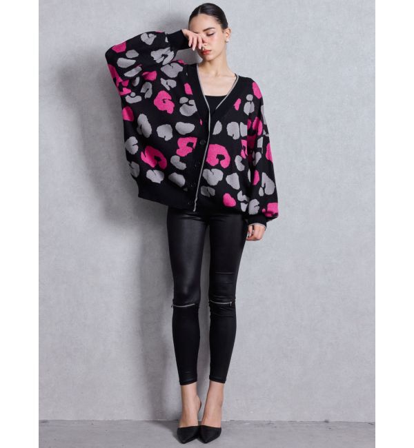 GYDA「ラメGレオパードハイゲージニットカーディガン」|カーディガン|