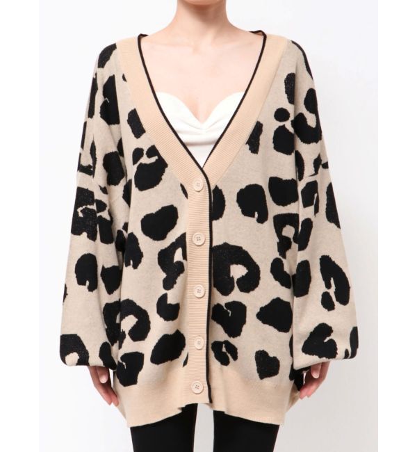 GYDA「ラメGレオパードハイゲージニットカーディガン」|カーディガン|