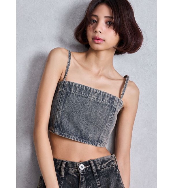 GYDA「BACKレースUP Corsetデニムビスチェ」|キャミソール|